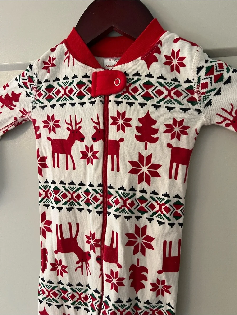 Hanna Andersson 2T Christmas Reindeer Organic Cotton Zip Pajamas